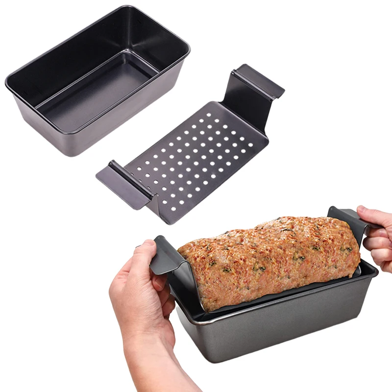 

Meatloaf Pan Non-Stick Bread Baking Pan With Detachable Drain Tray Heat Resistance Baking Loaf Tin Multipurpose Heavy-Duty