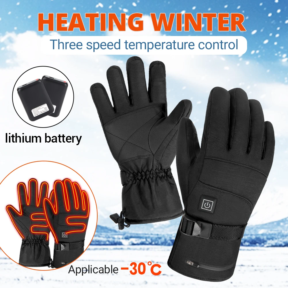 

Winter Heated Gloves Women Men Thermal Touch Screen Skiing Heating Gloves Water-resistant Warm Motorcycle Cycling Thermal Gloves