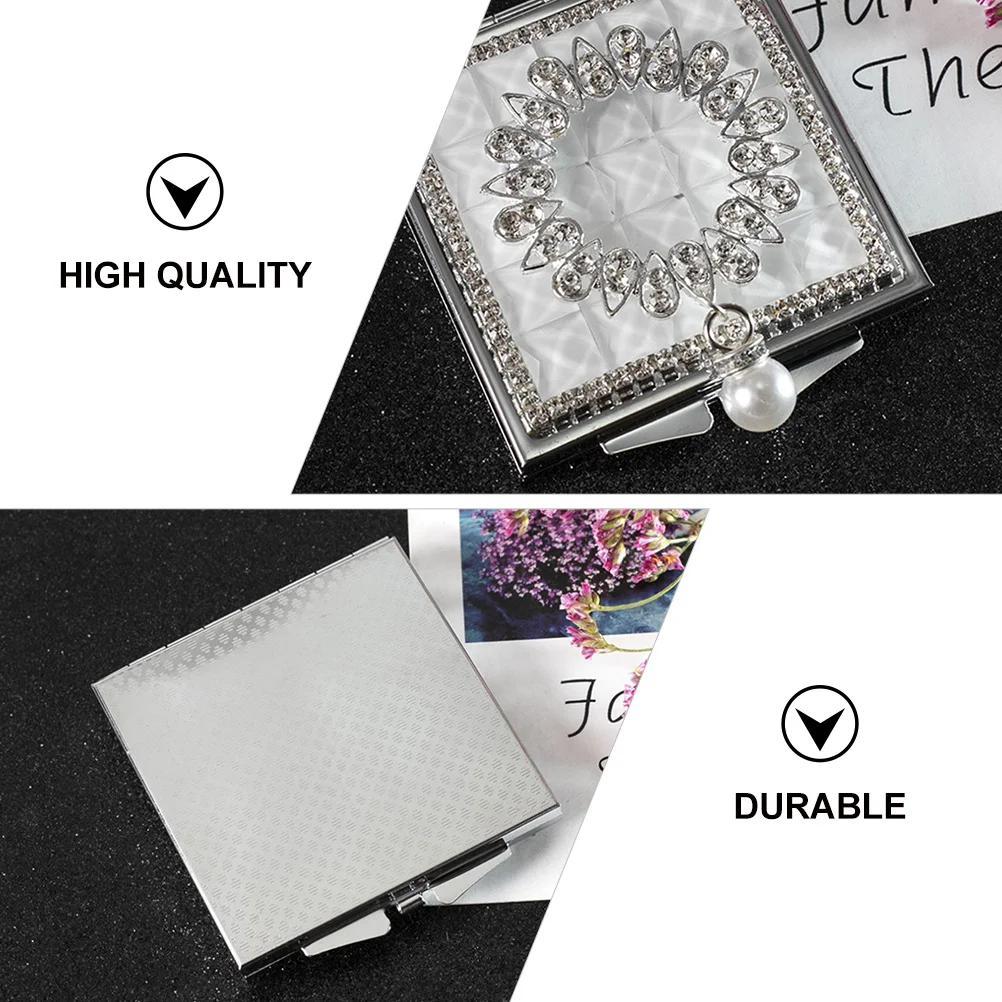 1 szt. Przenośne metalowe małe lusterko ręczne, dwustronne, łatwe do otwierania i zamykania, praktyczne.