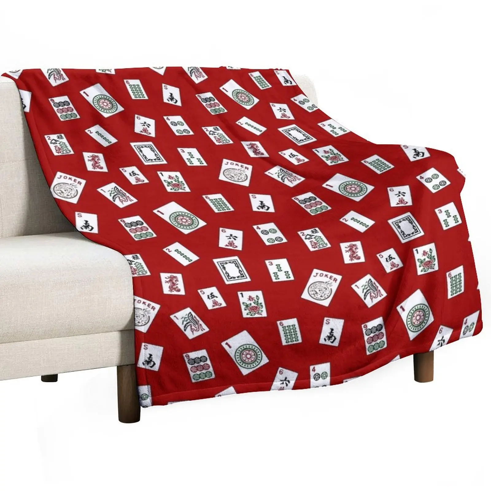 

Red Mahjong Throw Blanket Sofas For Sofa Thin Thermal Blankets