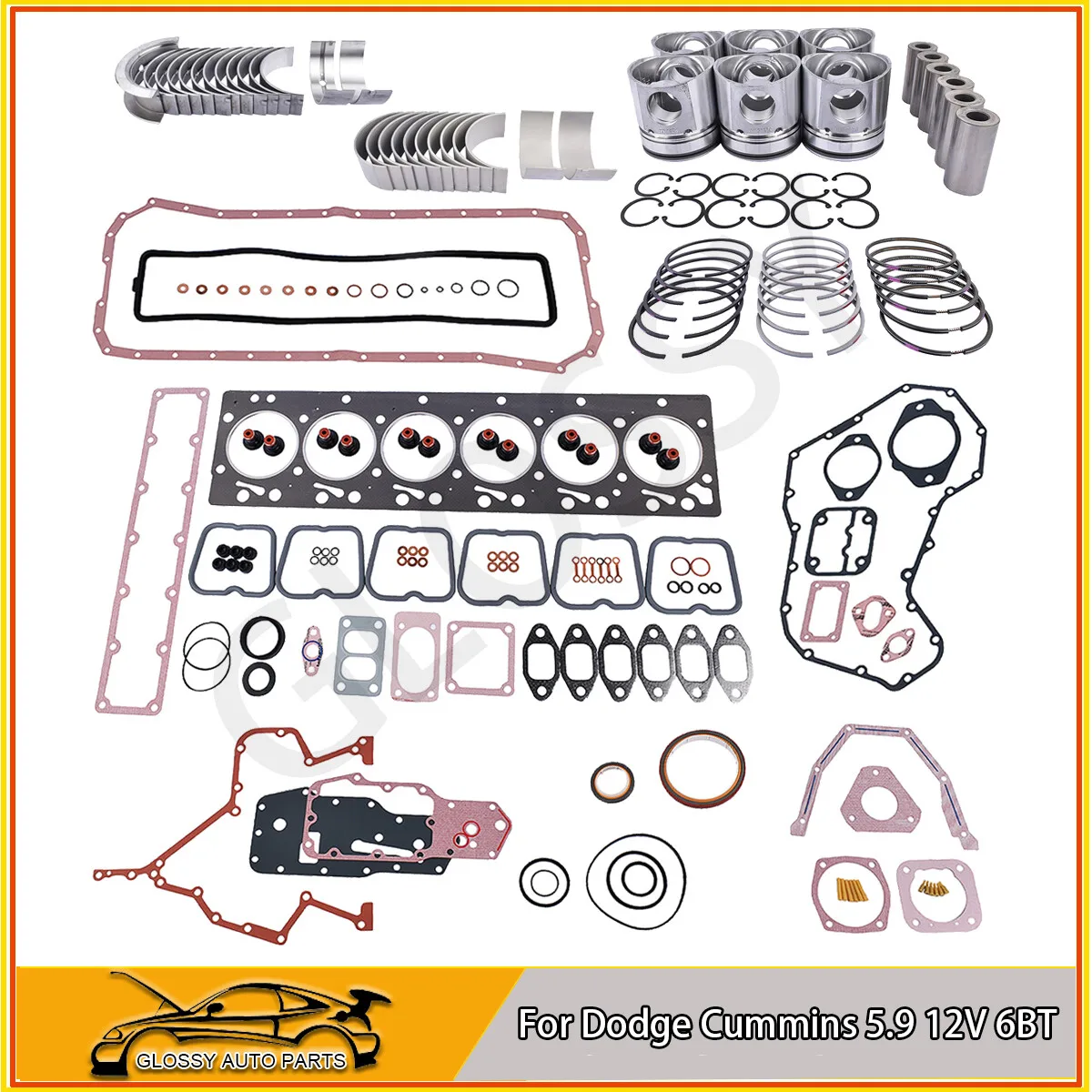 AP01 Complete Rebuild Kit Standard Bowl Piston For 1994-1998 Dodge Cummins 5.9L 12V 6BT 3928673 3902421 3934047