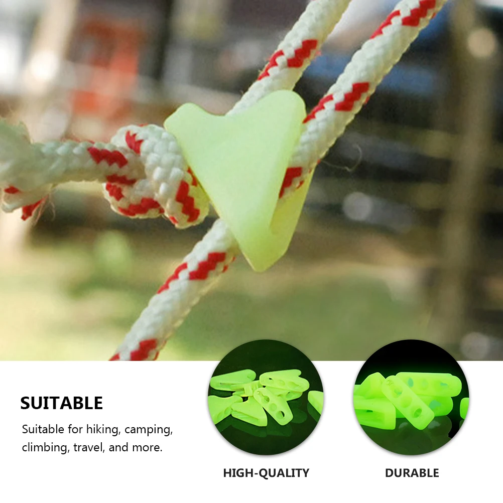 

80 Pcs Luminous Cord Buckle Fluorescent Tent Rope Night Wind Banner Triangle Accessories