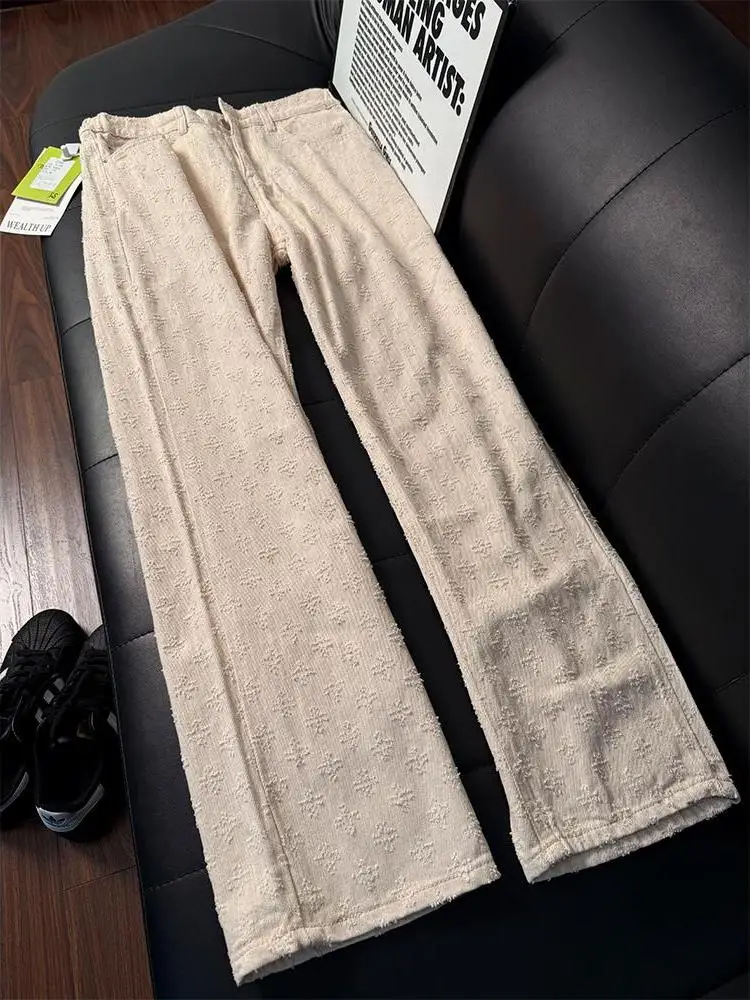 

Джинсы прямого кроя Slim Straight: модные молодежные повседневные брюки в уличном стиле, весенняя коллекция, со средней посадкой, на молнии, с карманами, прямые штанины