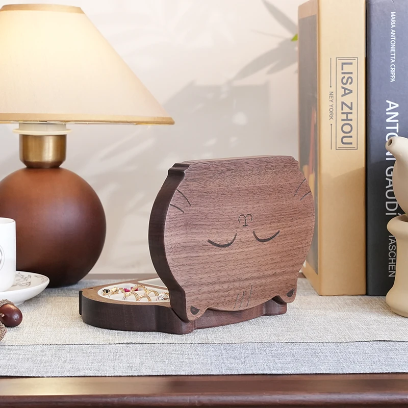 

Black Walnut Solid Wood Jewelry Box Ring Jewelry Diamond Ring Necklace Box Elegant Desktop Storage