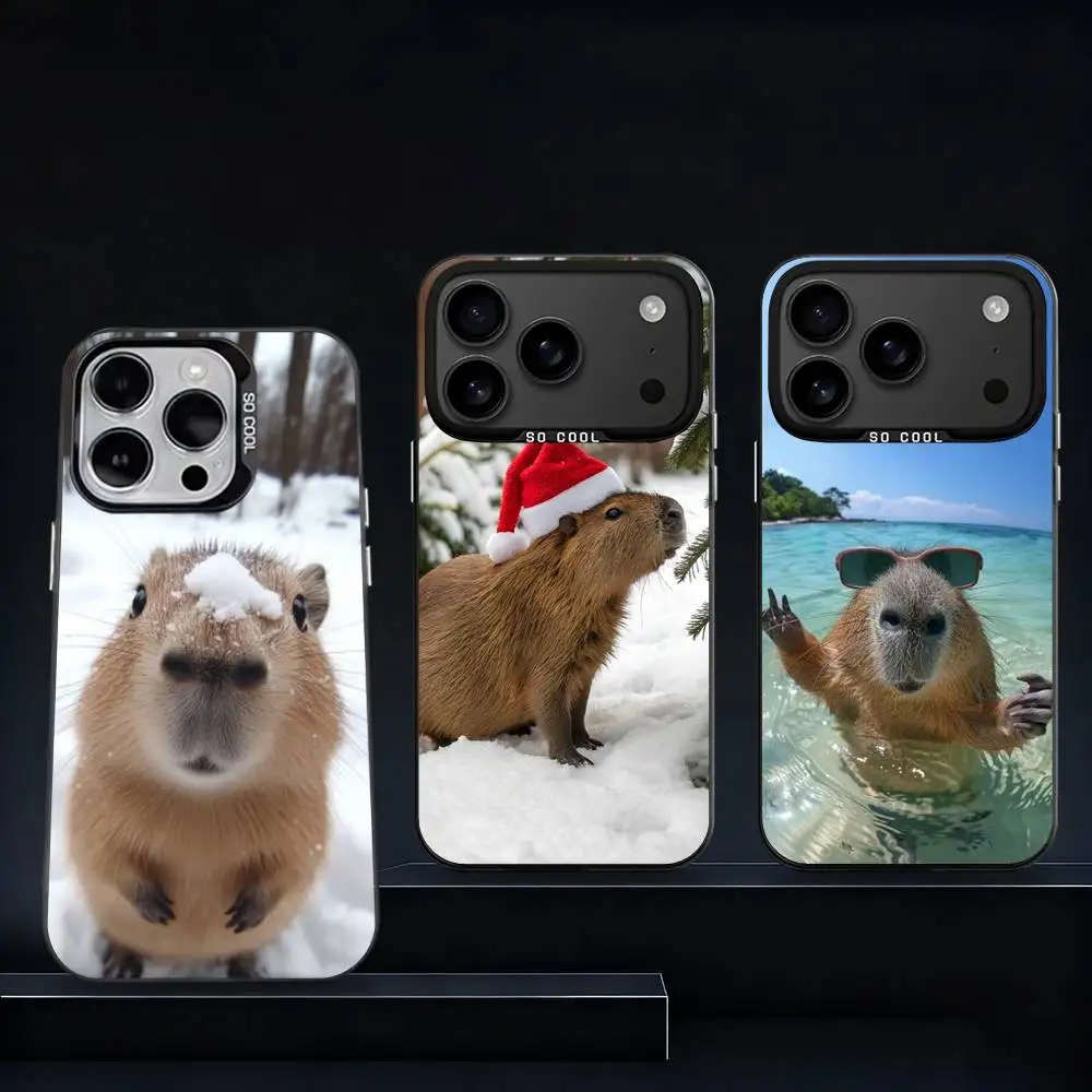 

Cute Pet C-Capybara Phone Case For iPhone 11,12,13,14,15,16,17,Pro,Max,Plus,E,Air,Mini IMD Matte Black