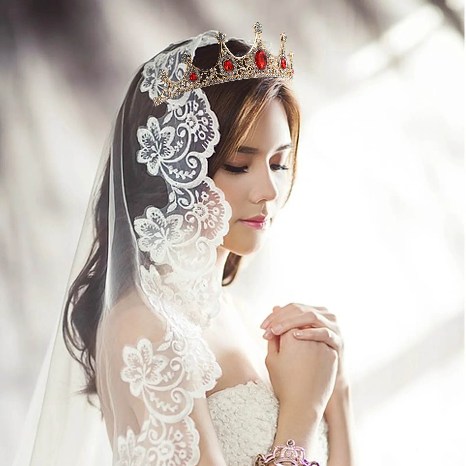 

1Pcs Rhinestone Crown Headdress Elegant Wedding Bridal Tiara Hair Decor Bride Crown Tiara