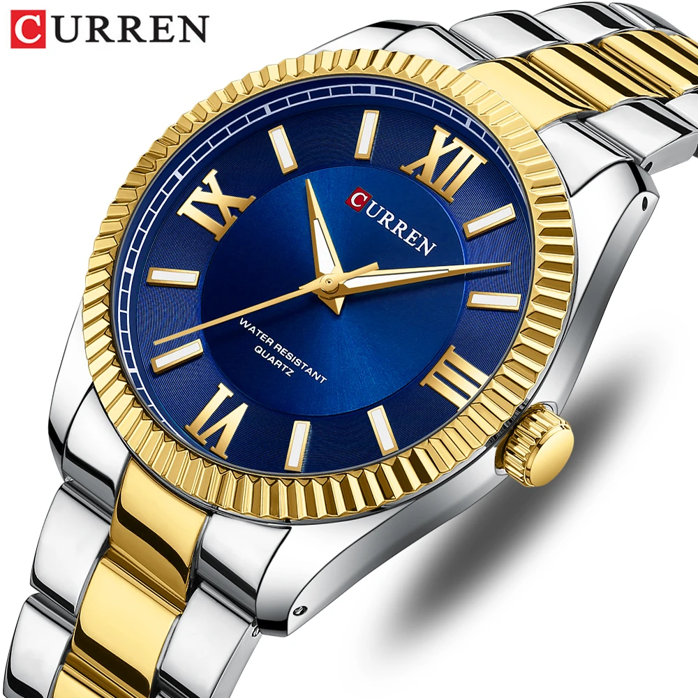 

CURREN Simple Business Quartz Watch 2023 Stainless Steel Strap Classic Men's Wristwatch with Luminous Hands