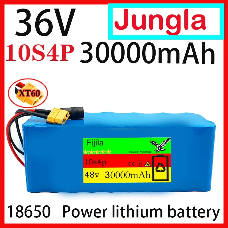 36V 30000mAh10S4P Battery Pack 500W High Power Battery 36v 30Ah Ebike Electric Bike BMS 42v Battery with Xt60 Plug+charger