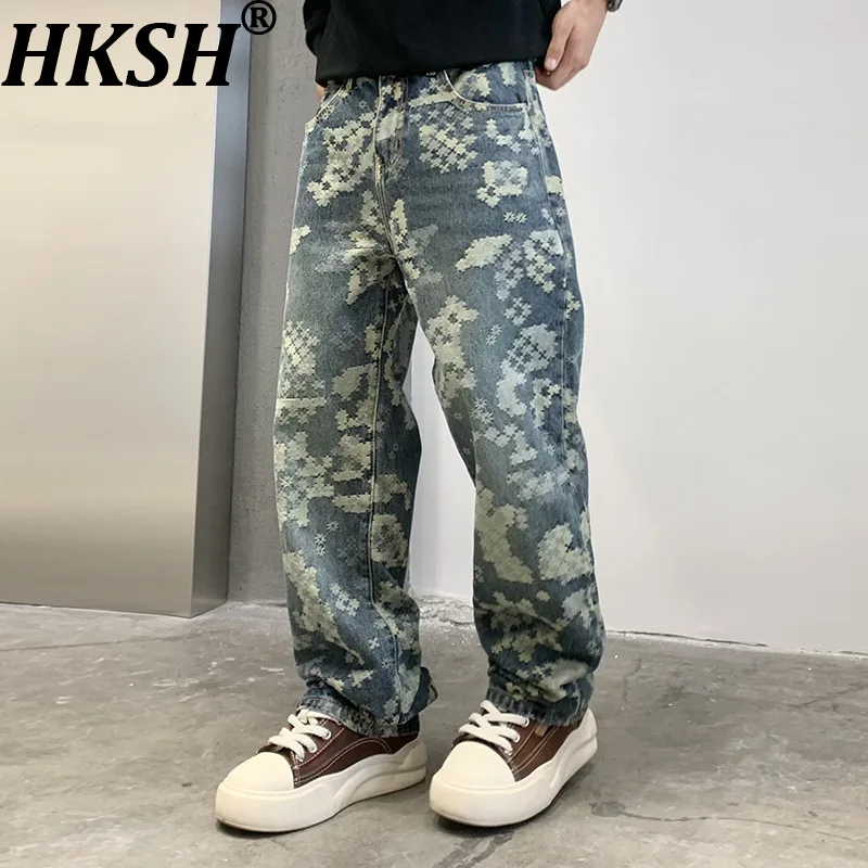 

Джинсы HKSH Jacquard: Новая весенняя коллекция, мужские повседневные джинсы в уличном стиле, модные прямые джинсы в стиле High Street, универсальные джинсовые брюки HK20113