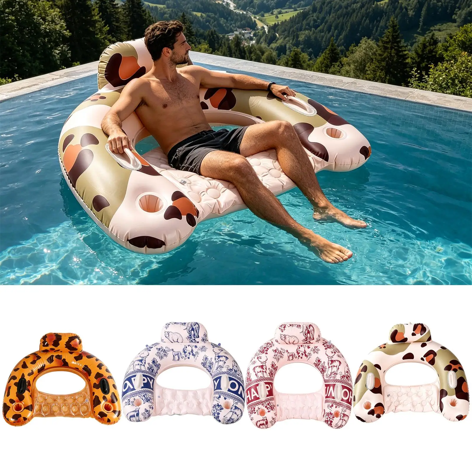 Aufblasbarer Pool-Sessel für Erwachsene, aufblasbare schwimmende Liege, Wasserhängematte, aufblasbare Pool-Schwimminsel, schwimmende Hängemattensitzgelegenheit
