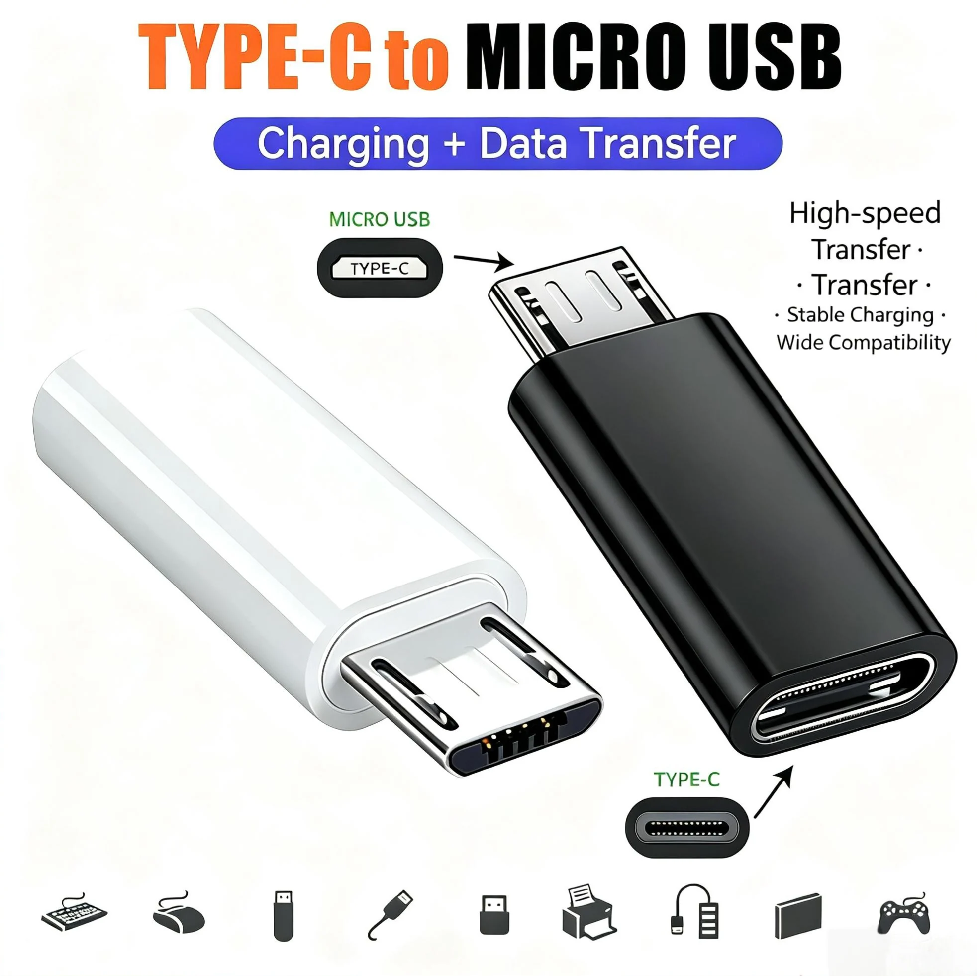 Mini Type C to Micro USB Android Charging Adapter Converter for Samsung Xiaomi Huawei USB-C to Micro USB Sync