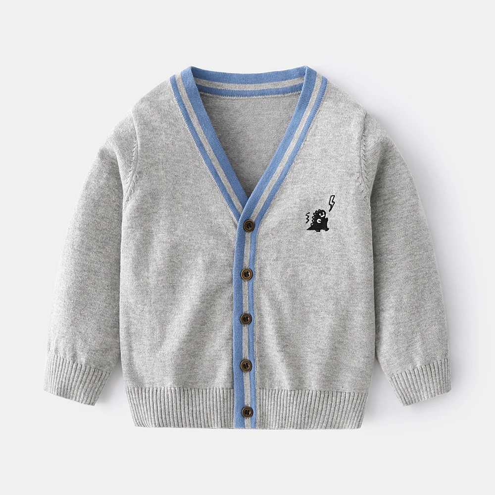 Baby Boys V-neck Knitted Casual Cardigan 2024 Spring New Fashion Outside Jumper