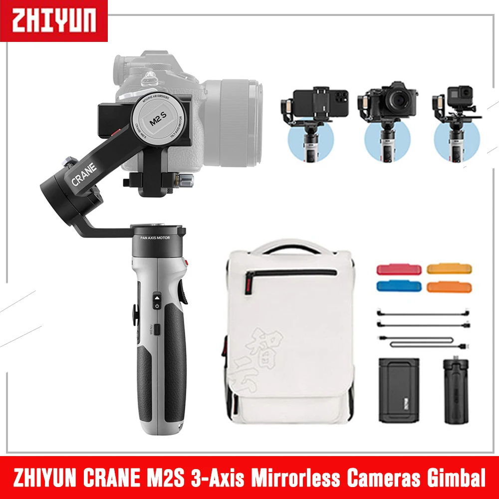 

Zhiyun Crane M2S M2 S 3-Axis Mirrorless Cameras Gimbal Handheld Stabilizer for Sony Canon Action Compact Camera iPhone 14