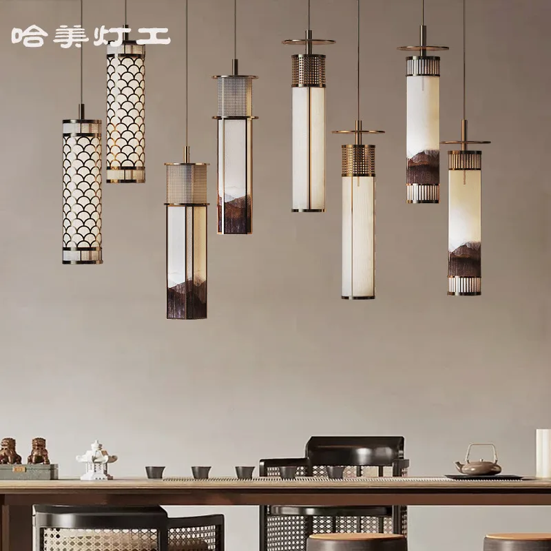 

Zen small chandelier New Chinese bar lamp Bedside B & B Hotel Art strip tea room lobby decorative lamp