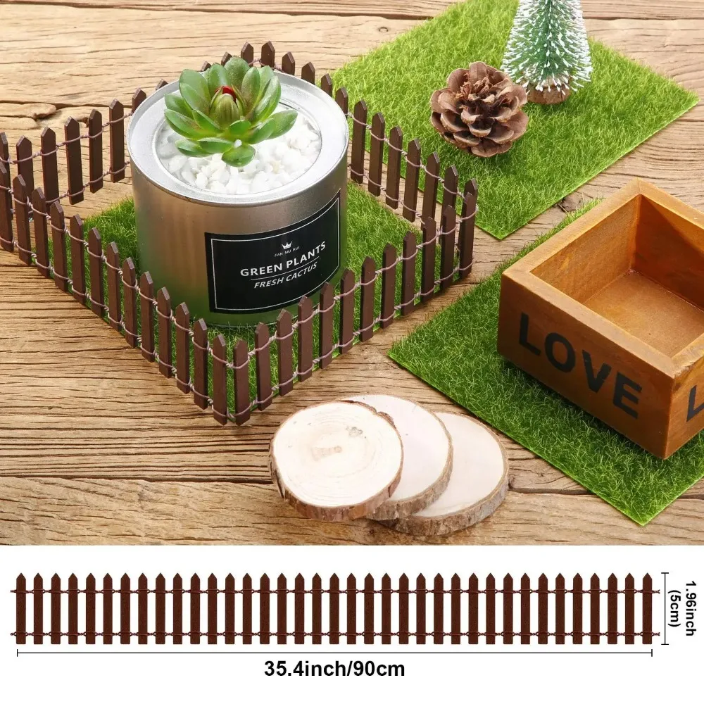 Miniature Fairy Garden Fence 90x5cm Mini Wooden Fence DIY Fairy Garden Accessories Wood Barrier Dollhouse Home Craft Decor