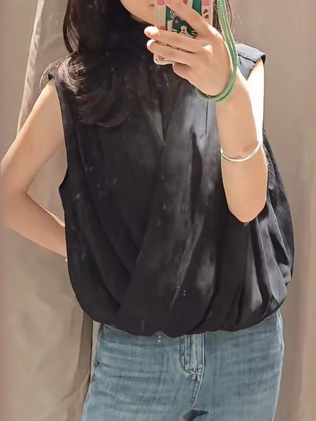 

Женская блузка American Sle с маленьким круглым воротником, плиссированная, с рукавами-баллонами, удобная, дышащая, весенняя