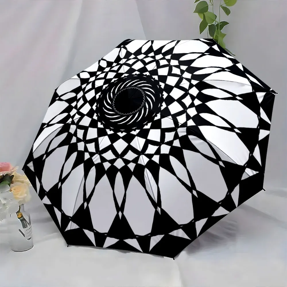 1PC Colorful Love-themed Umbrella with Pop Art Style Print 8 Iron Ribs Folding Umbrella Auto-Open Fashion Sunshade