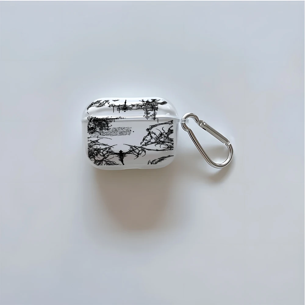 Abstract Black Thorn Art Clear Earphone Case for AirPods 1/2/3/4 Earbuds Case For AirPods Pro 3/Pro 2/Pro TPU Protective Cover view 5