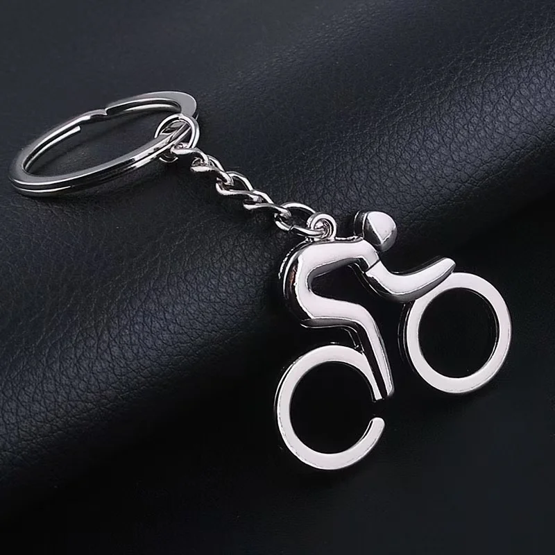 1pcs Sport Man Keychain Metal Bicycle Bike Cycling Riding Keyring Key Chains Hanging Accessories