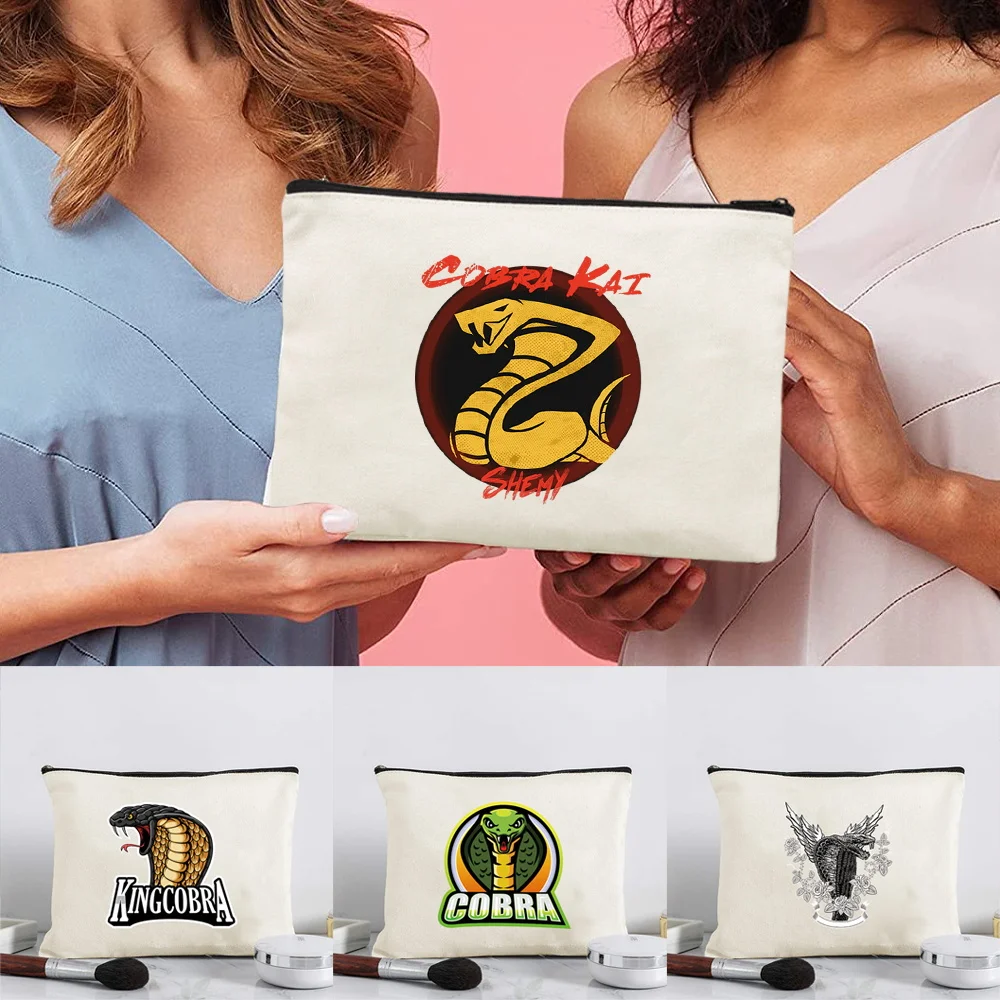 Stylish Cobra Pattern Makeup Bag Portable Storage Bag Large Capacity Minimalist Clutch Travel Mini Clutch Daily Cosmetic Bag