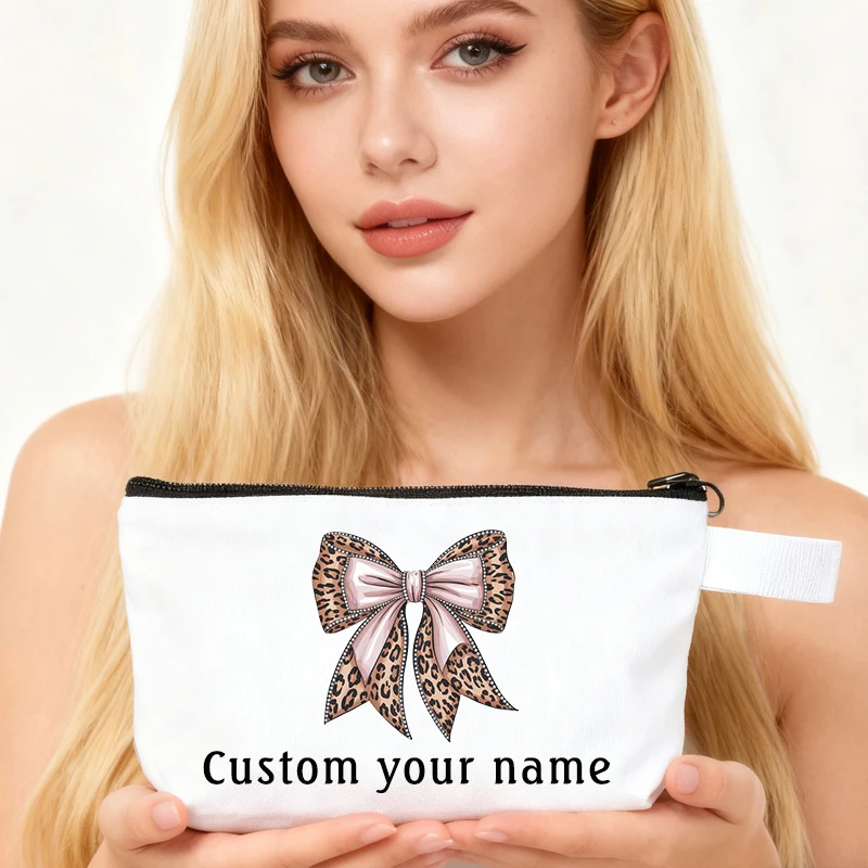 

Makeup Bag Bowknot Diagram Cosmetic Pouch Pencil Cases Lady Bags Stationery Organizer Travel Female Small Zipper Canvas Bag