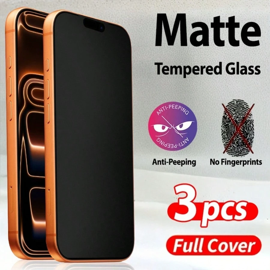 3 Pcs Matte Anti-Peeping Tempered Glass Screen Protector Compatible With IPhone 17 Pro Max/17 Pro/17 Air/17/16 Pro Max/16 Pro/16