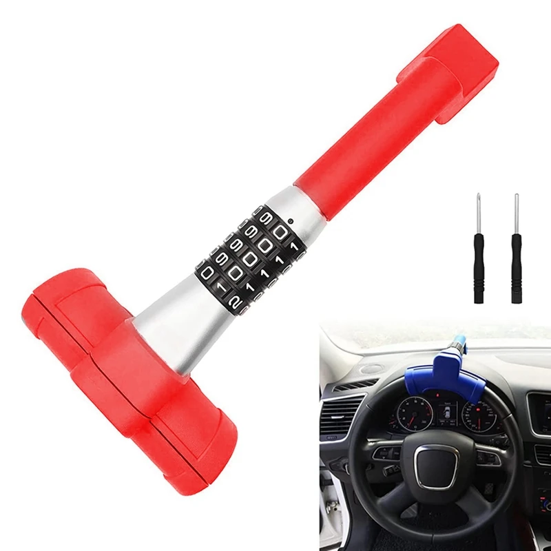 Car T-Shaped Steering Wheel Anti-Theft Lock Retractable Hook Lock Retractable Anti-Theft Combination Lock For Carstrucks