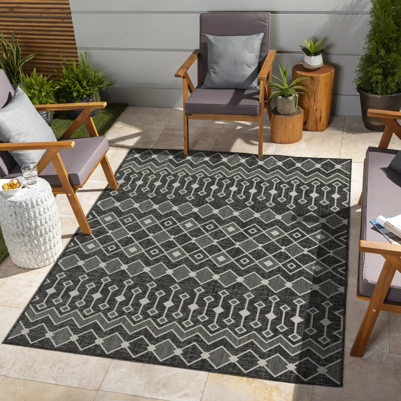 

Sunshine GC_HAR2020 Anthracite 7 ft. 10 in. x 10 ft. 3 in. Indoor/Outdoor Area Rug