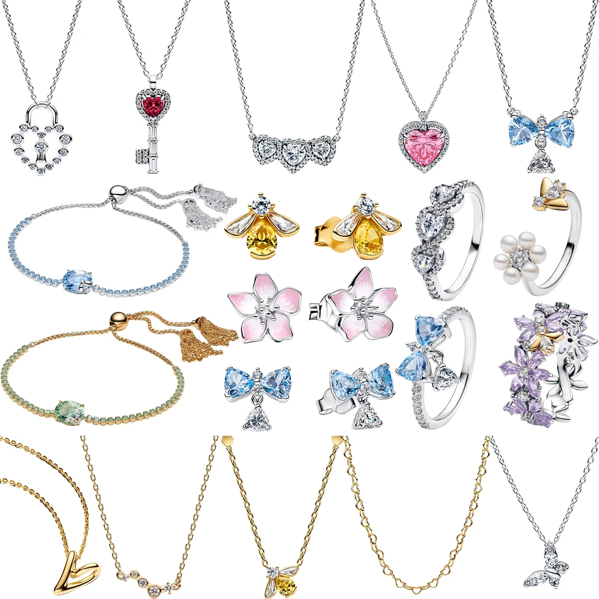 

Original 925 Sterling Silver Charms Pendant Flower Bees For Wome Rings Earrings Necklace Suit DIY Bracelet Fine Jewellery Gift