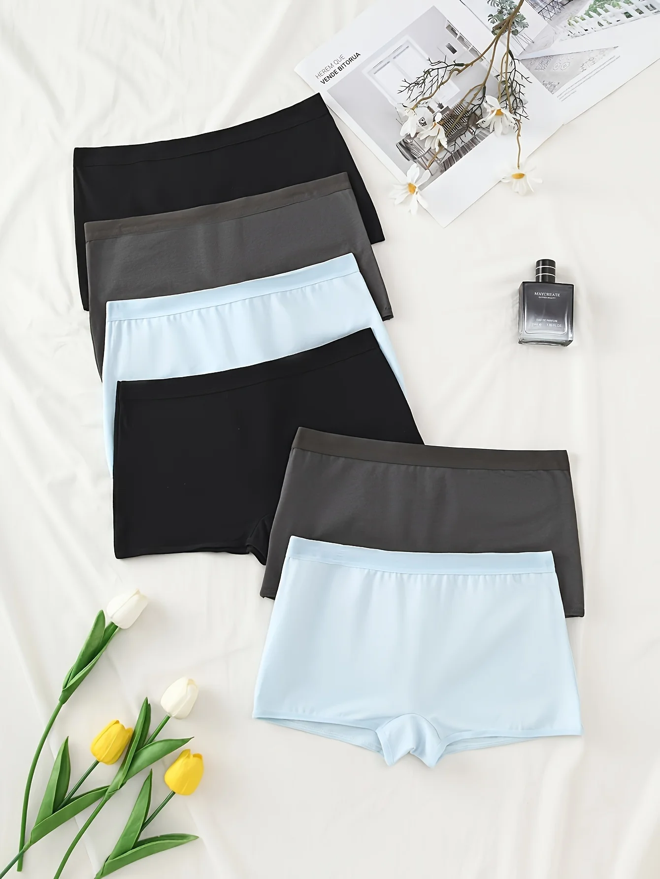 Roupa íntima feminina básica de 6 peças, calças boxer de algodão sem entupimento, roupa íntima quadrângulo feminina