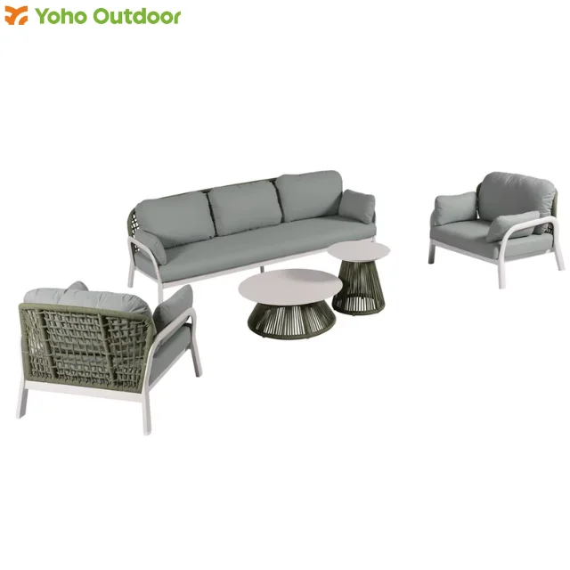 

Modern Durable Metal Aluminum Outdoor Garden Patio Sofa Lounge Chair Swivel Conversation Set