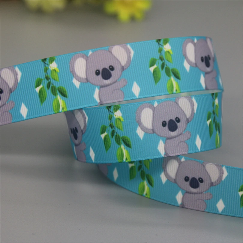 DHK 7/8\'\' 5yards Animal Owl Koala Printed Grosgrain Ribbon Accessories Headwear Decoration Collar DIY Sewing Craft C2648