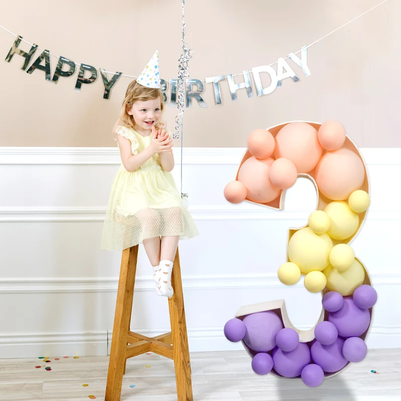 93 figur Ulang Tahun raksasa 0-9 balon kotak pengisi 18 dekorasi ulang tahun Nomor 30 40 50 bingkai balon dekorasi ulang tahun