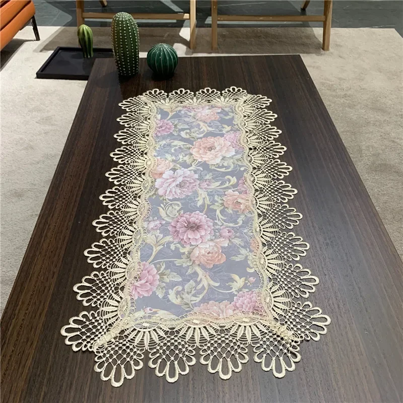 

New Lace Tablecloths Floral Household Bedside Table Covers Festive Dining Table Mats Rectangle Tea Table Cover Home Decoration