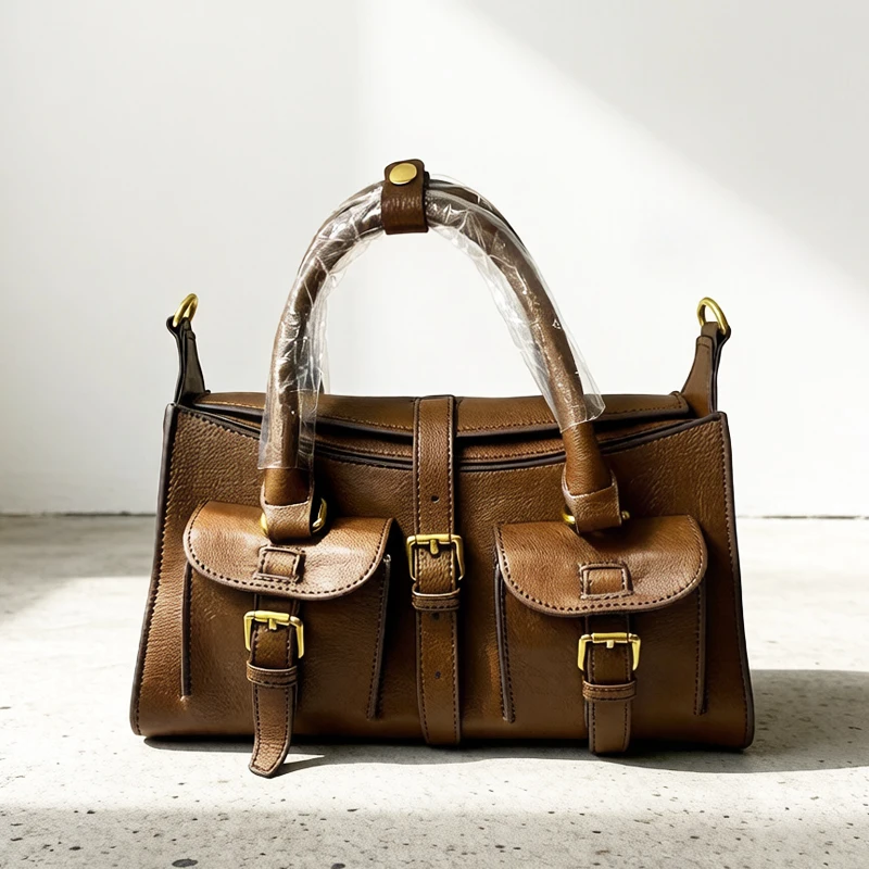 

Vintage Messenger Bags For Women Luxury Designer Handbag Purse 2026 New In PU Multiple Pockets Belt Buckle Handle Small Shoulder