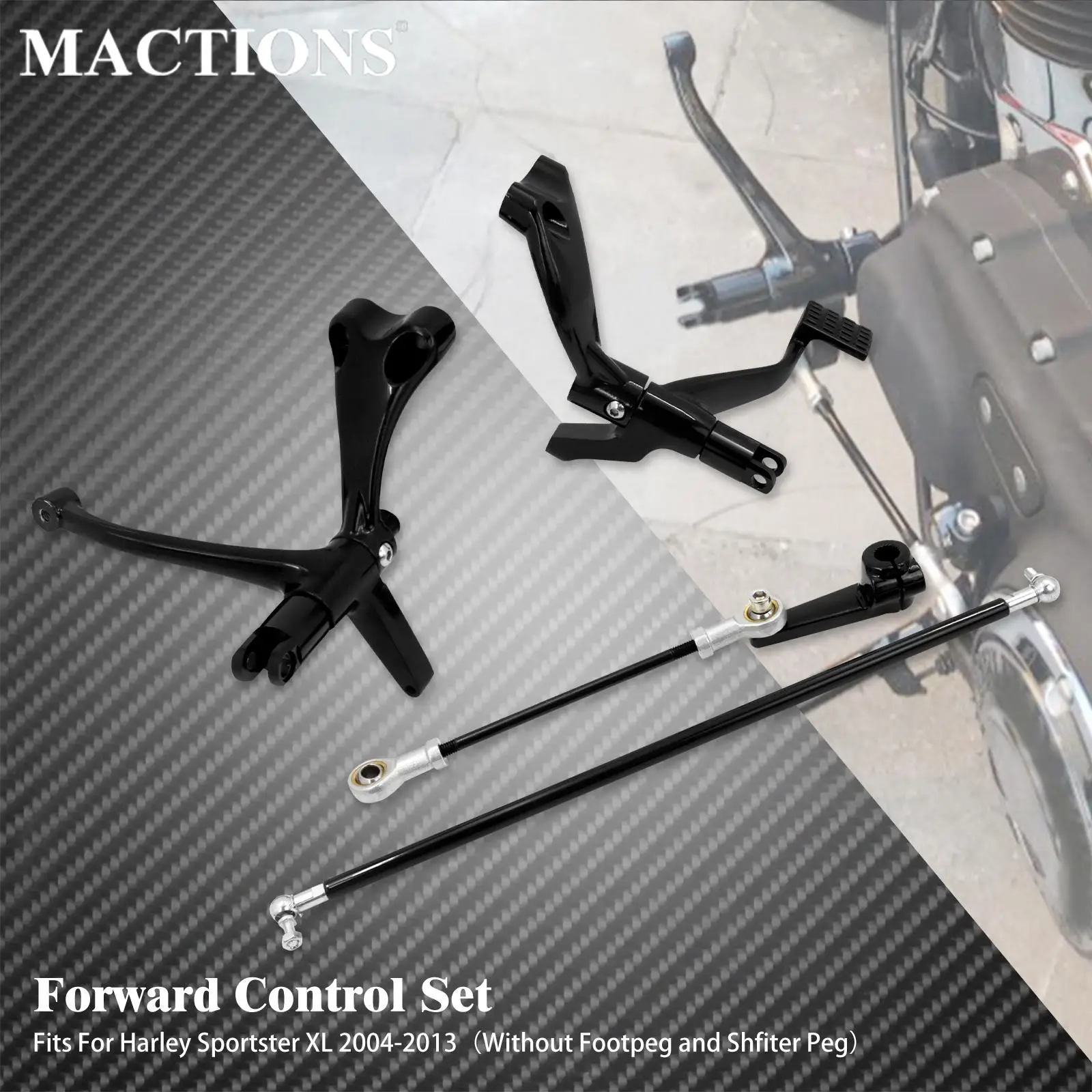 

Motorcycle Black Forward Controls Set Levers Linkage Kit Without Footpegs For Harley Sportster XL 883 1200 Custom Iron 2004-2013