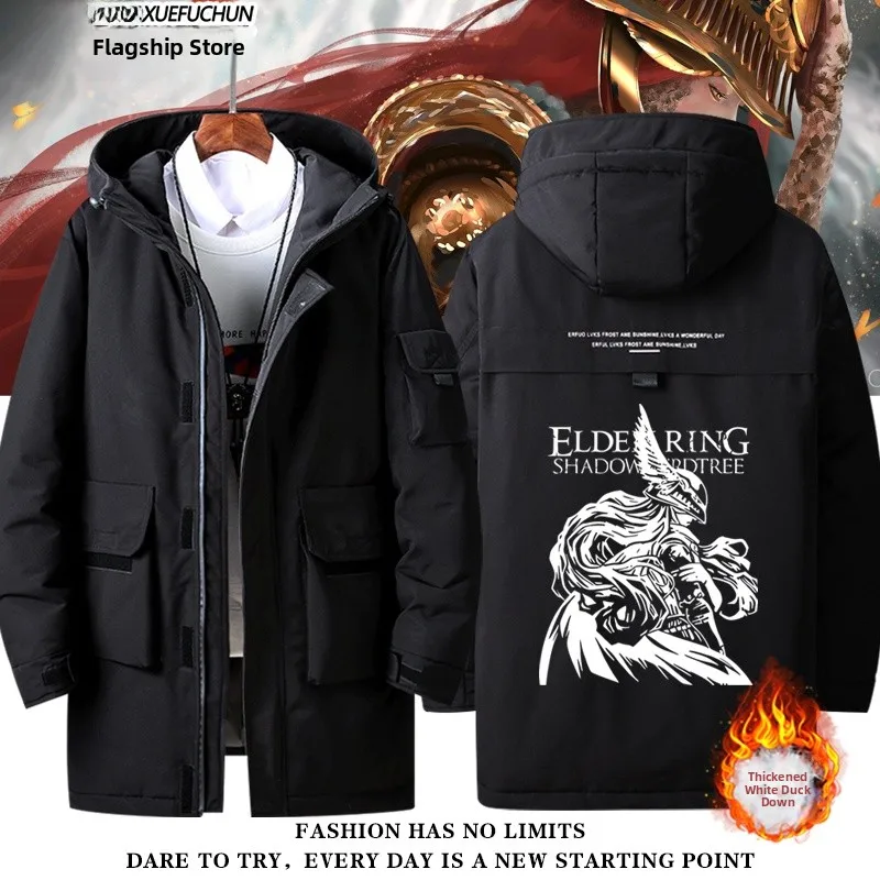 

Elden Ring ex Loose down Jaet PS5 Game Cosplay Outerwear Polyester Fiber Warm Thiened Long Sve Hooded Coat