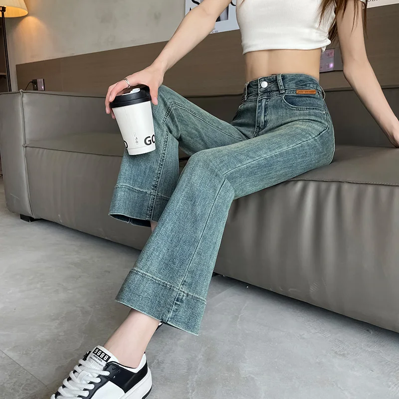 High Waisted Crop Flare Jeans for Women Cropped Bell Bottom Baggy Jeans for Women ankle Denim Pants Curvy Stretchy Bootcut