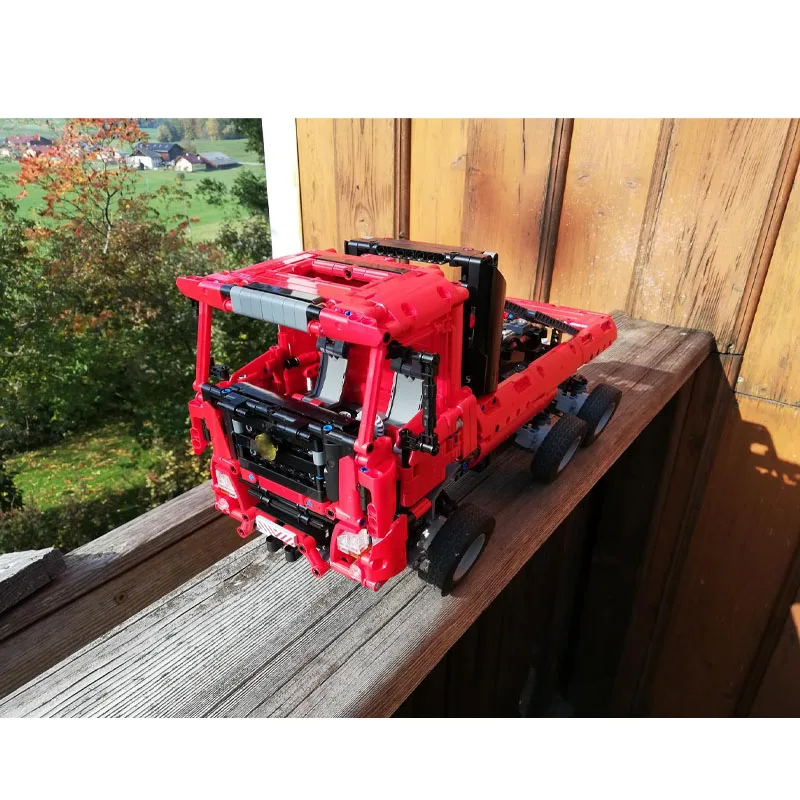 MOC-85659 Klasyczny Czerwony Model Przyczepy Transportowej z Klocków, 1259 Elementów, Kreatywny Prezent Urodzinowy dla Chłopców i Dzieci