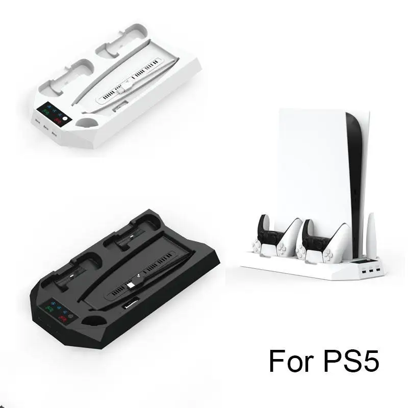 

For PS5 Game Console/gamepad Cooling Bracket DE/UHD Fan Base Multifunction 2 in 1 Handle Plug-In Charging Bracket Base