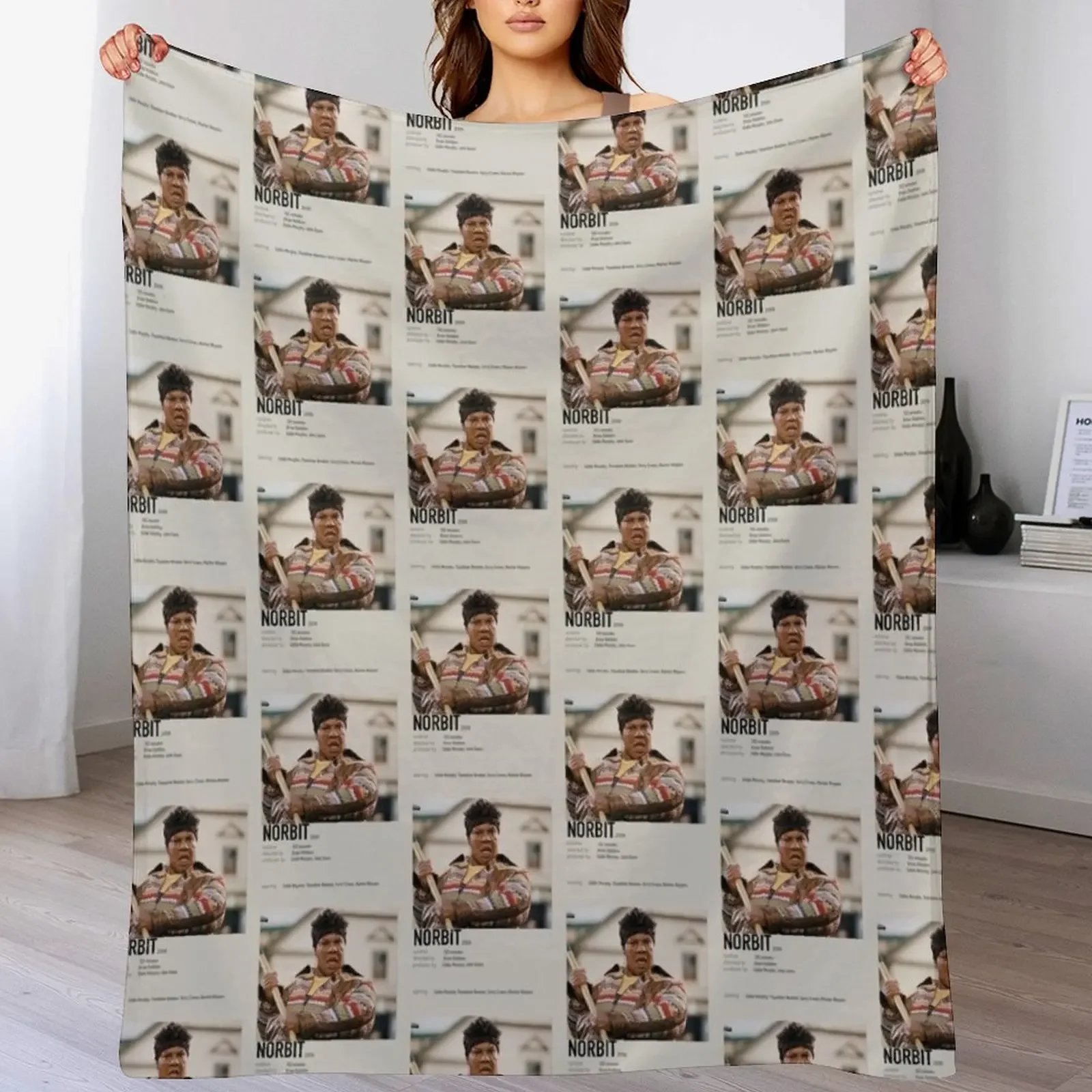 Norbit Movie Sticker Throw Blanket Flannel Fabric Large Blankets