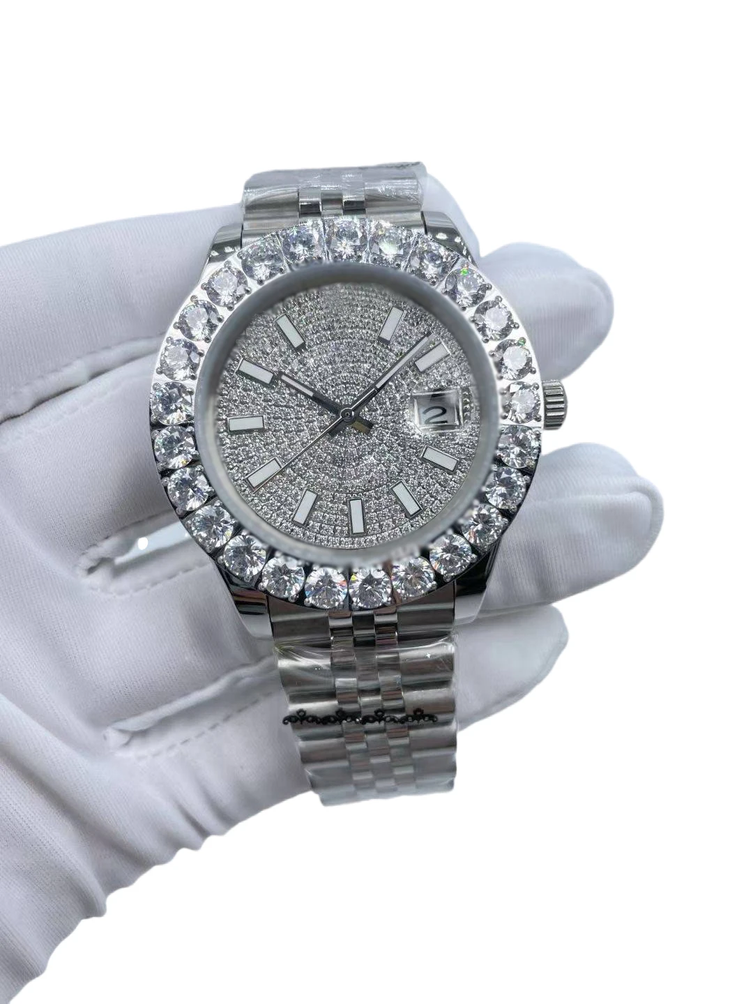 Luxury 41mm Men's Watch with Diamond Circles and Starry Dial