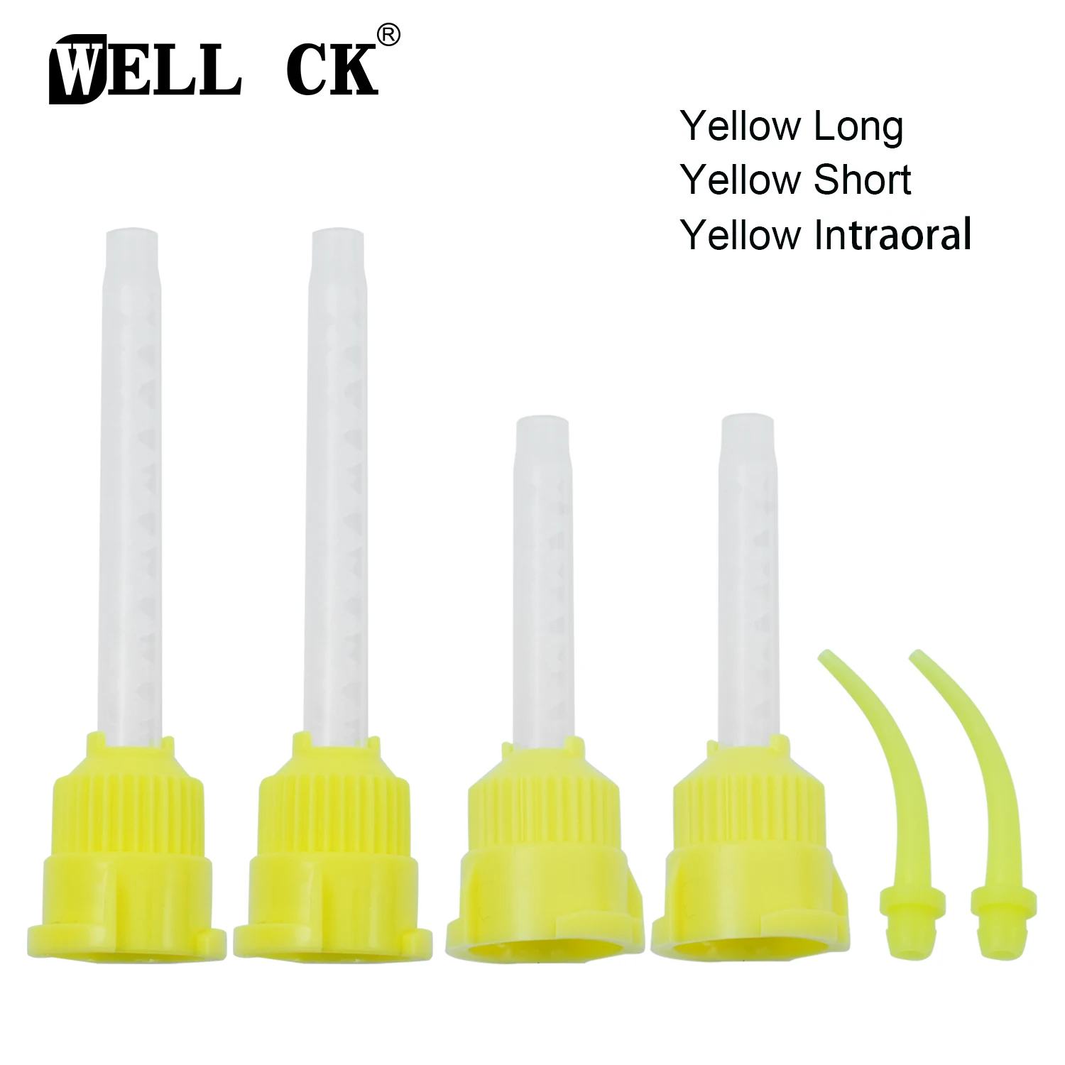 Dental Mixing Tips Disposable Silicone Rubber Mixing Head Yellow Disposable Nozzles Mixing Tube Dentistry Impression Materials