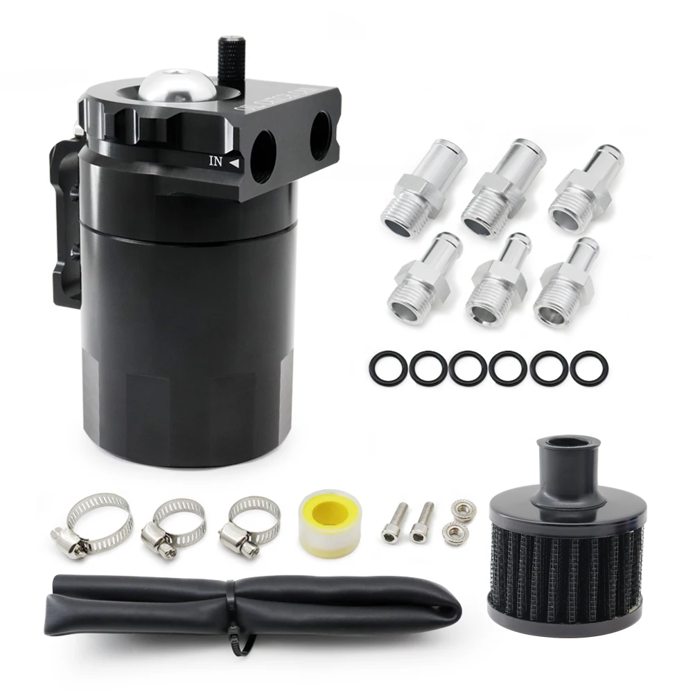 Universal verblüffter Aluminium-Ölfang behälter Kraftstoff auffang behälter mit Luftfilter rot schwarz blau silber lila Ölfangdose Kit – Detail 6