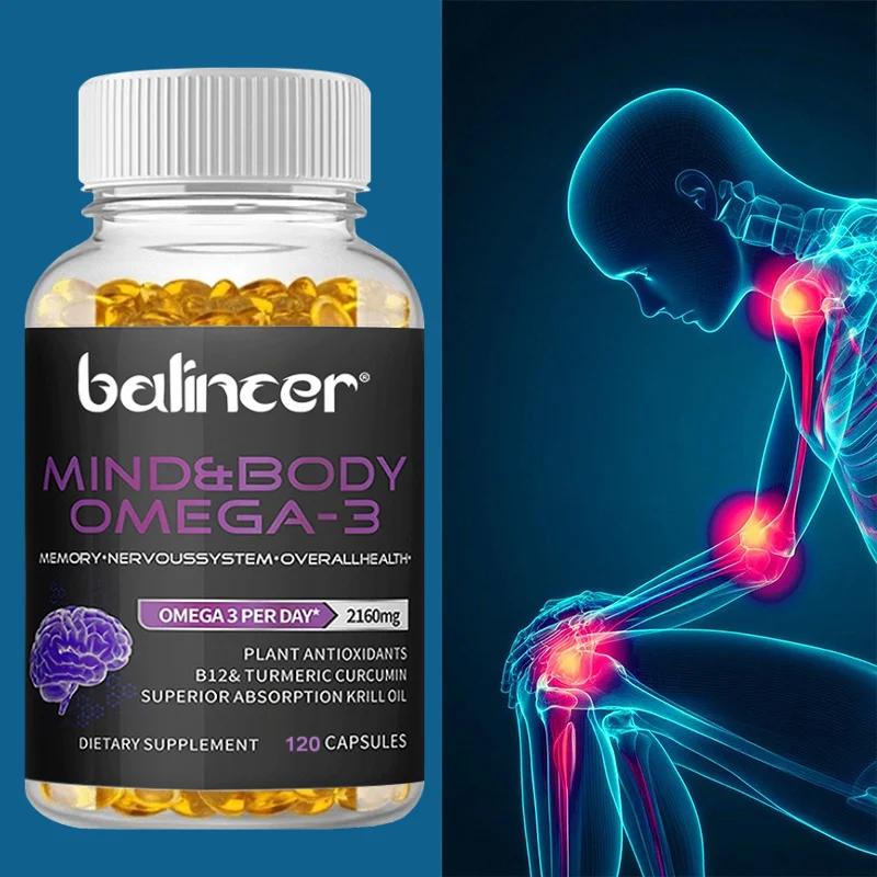 Omega 3 Fish Oil Softgels 1200mg, Rich EPA & DHA Nutrient Supplement, Support Brain, Eye, Joint, Skin, Heart & Mood Wellness