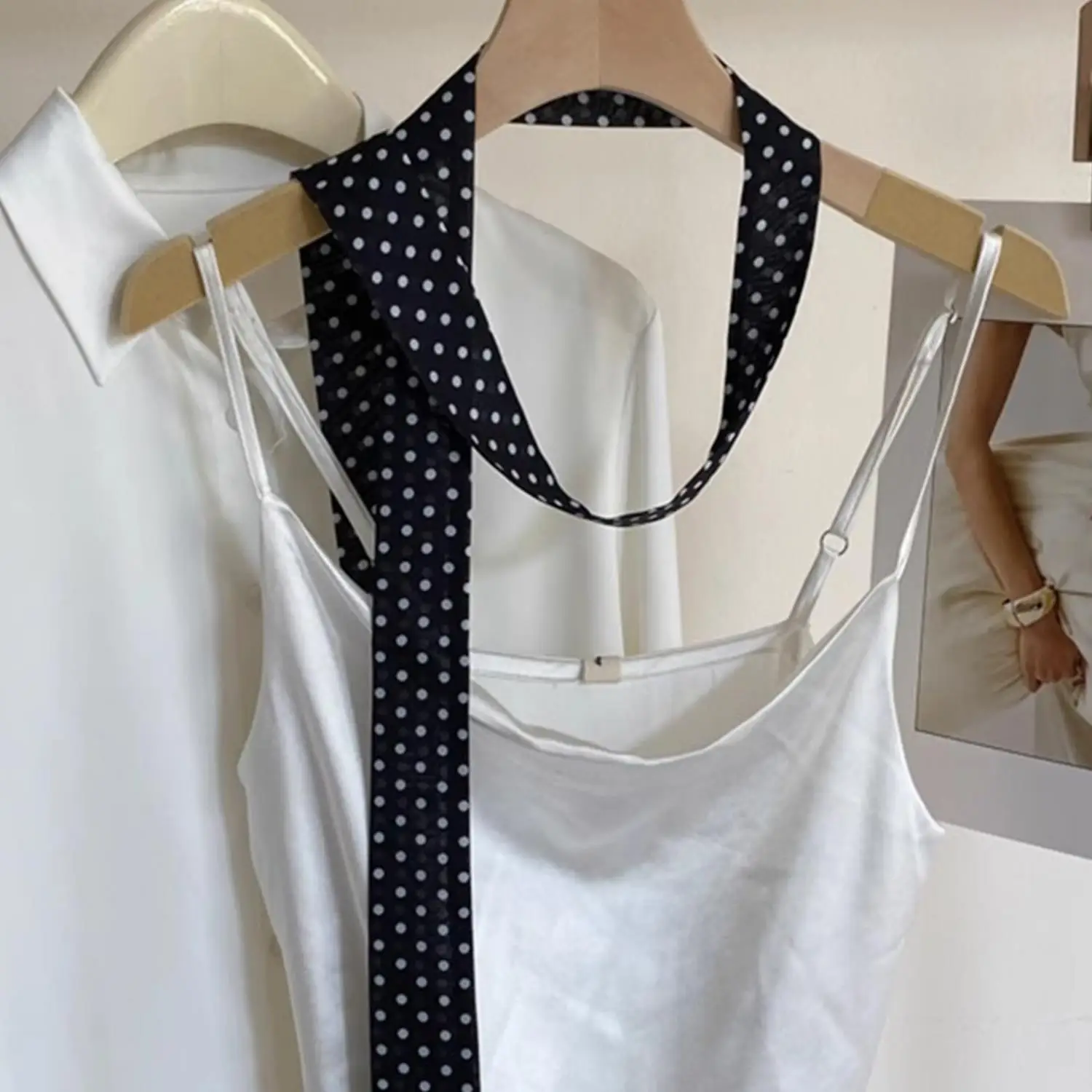 

Fashion Ribbon Polka Dot Scarf Printed Thin Scarf Headband Korean Style Neckerchief Long Scarves Wedding