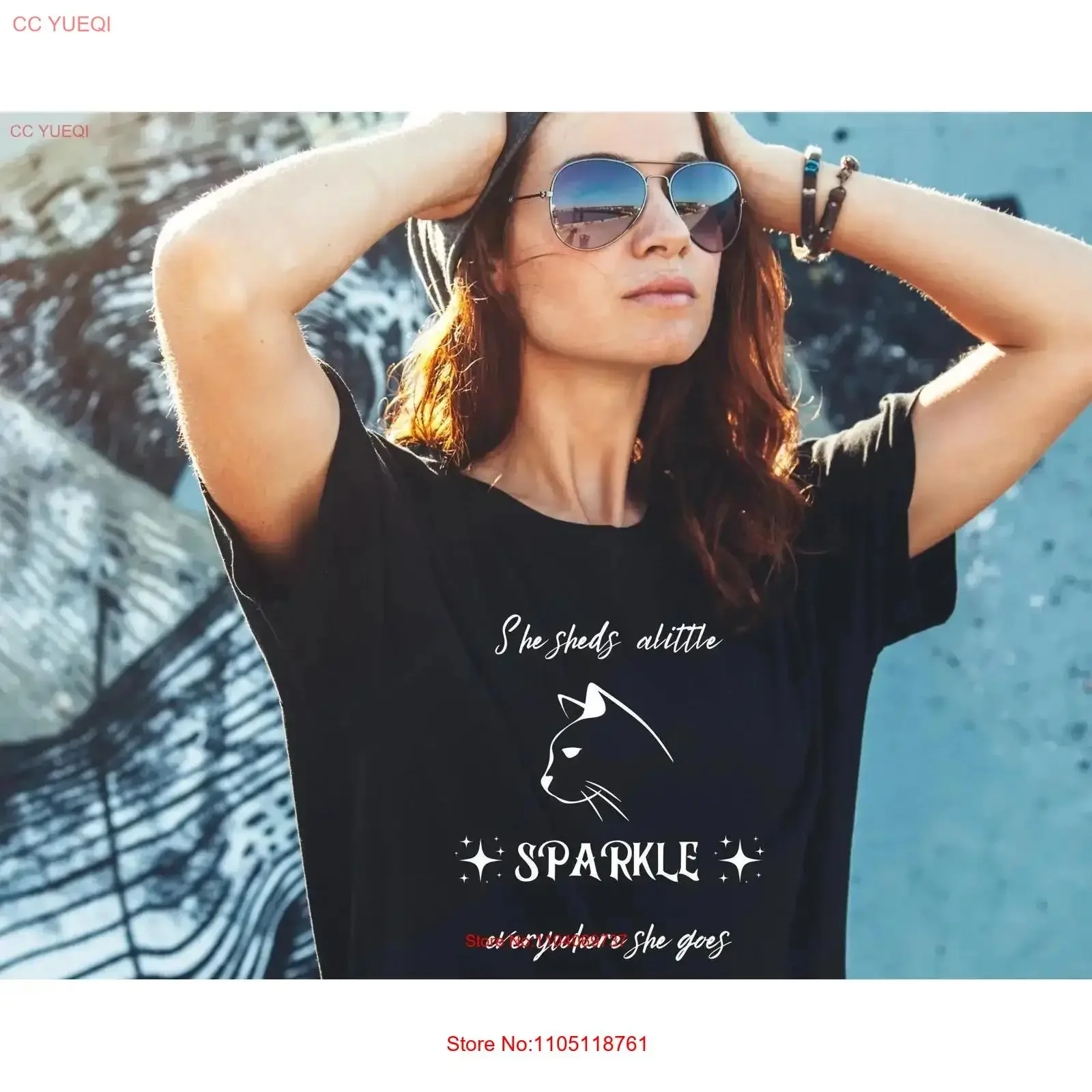 She sheds alittle sparkle everywhere goes caT T Shirt Women's men's gift for her Jersey vintage Washed fashion Slightly Unisex