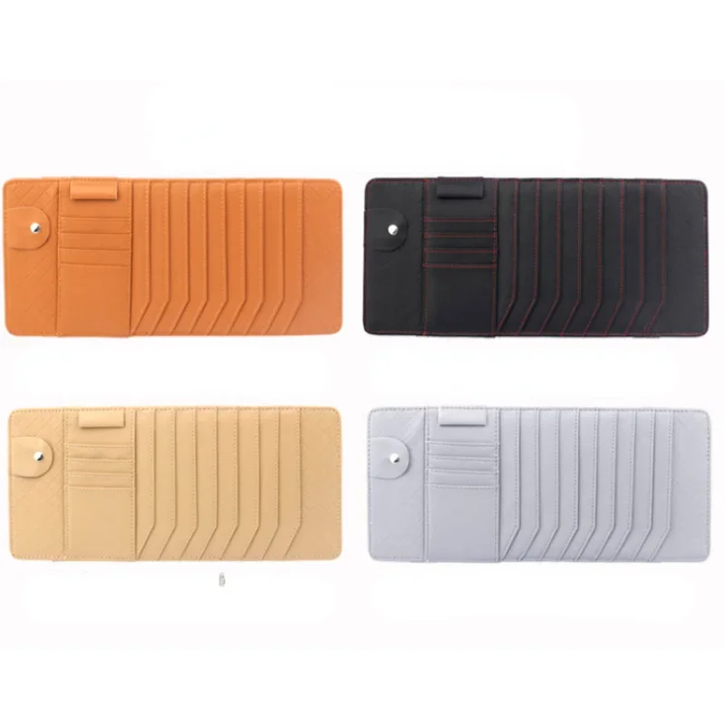 Car Sun Visor CD Holder Lambskin Light Disk Bag Multi-layer Auto Business Card Holders Auto Interior Supplies Car CD Holder