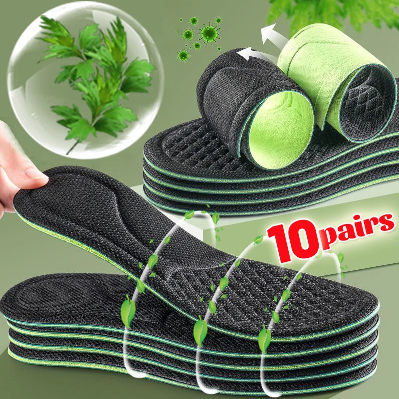 1-10Pairs Memory Foam Orthopedic Insoles Deodorizing Sport Shoe Insole Absorbs Sweat Soft Antibacterial Shoe Accessories Unisex