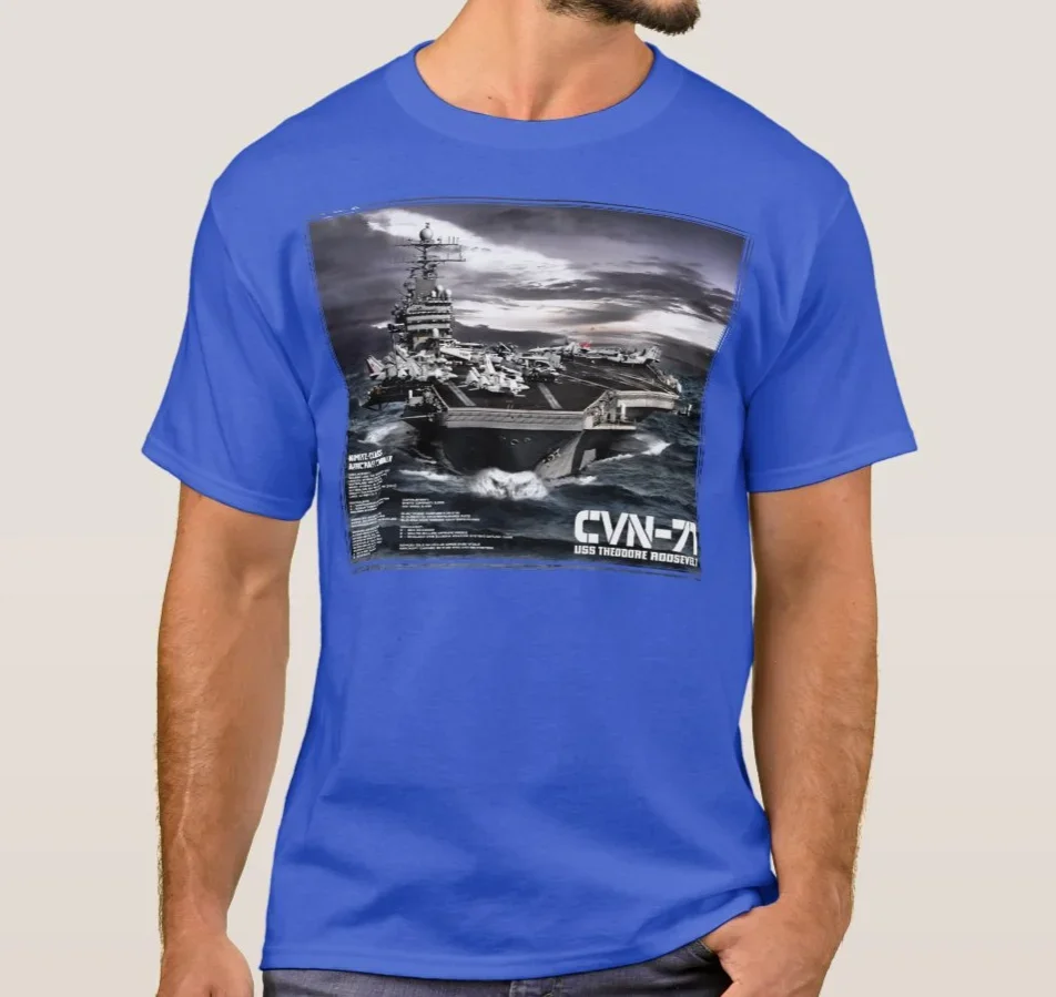 Nimitz Class Aircraft Carrier CVN-71 USS Theodore Roosevelt T-Shirt. Summer Cotton Short Sleeve O-Neck Mens T Shirt New S-3XL